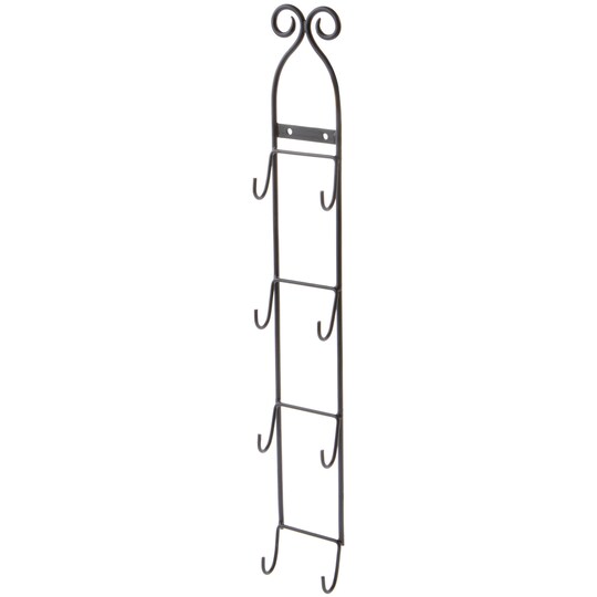 Bard's Black Wrought Iron Wall Mountable Vertical Hanger for 4 Saucers, 20" H x 2.75" W x 1.25" D (For 3"- 4.625" Saucers)